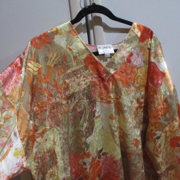 Mary McFadden Vintage Caftan Silky Satin Excellent One Size usa - Picture 3 of 3